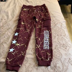 Burgundy and gold cool rapper 😎 joggers